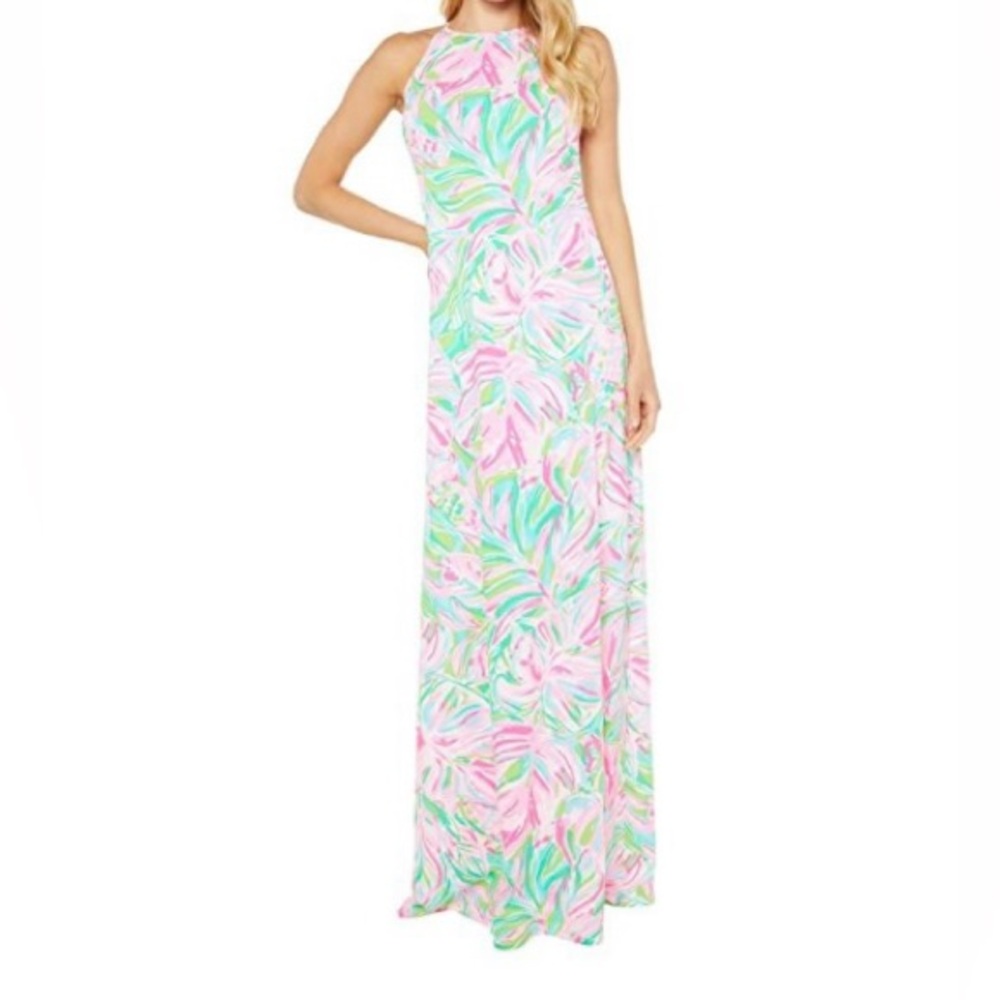 NWOT Lilly Pulitzer Colorful Pink Green Maxi Dress Size Small